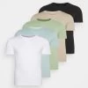 Pier One 5 PackT-Shirt BasicWhite/Beige/Black Uomo T-shirt E Polo PI922O0R0-A11