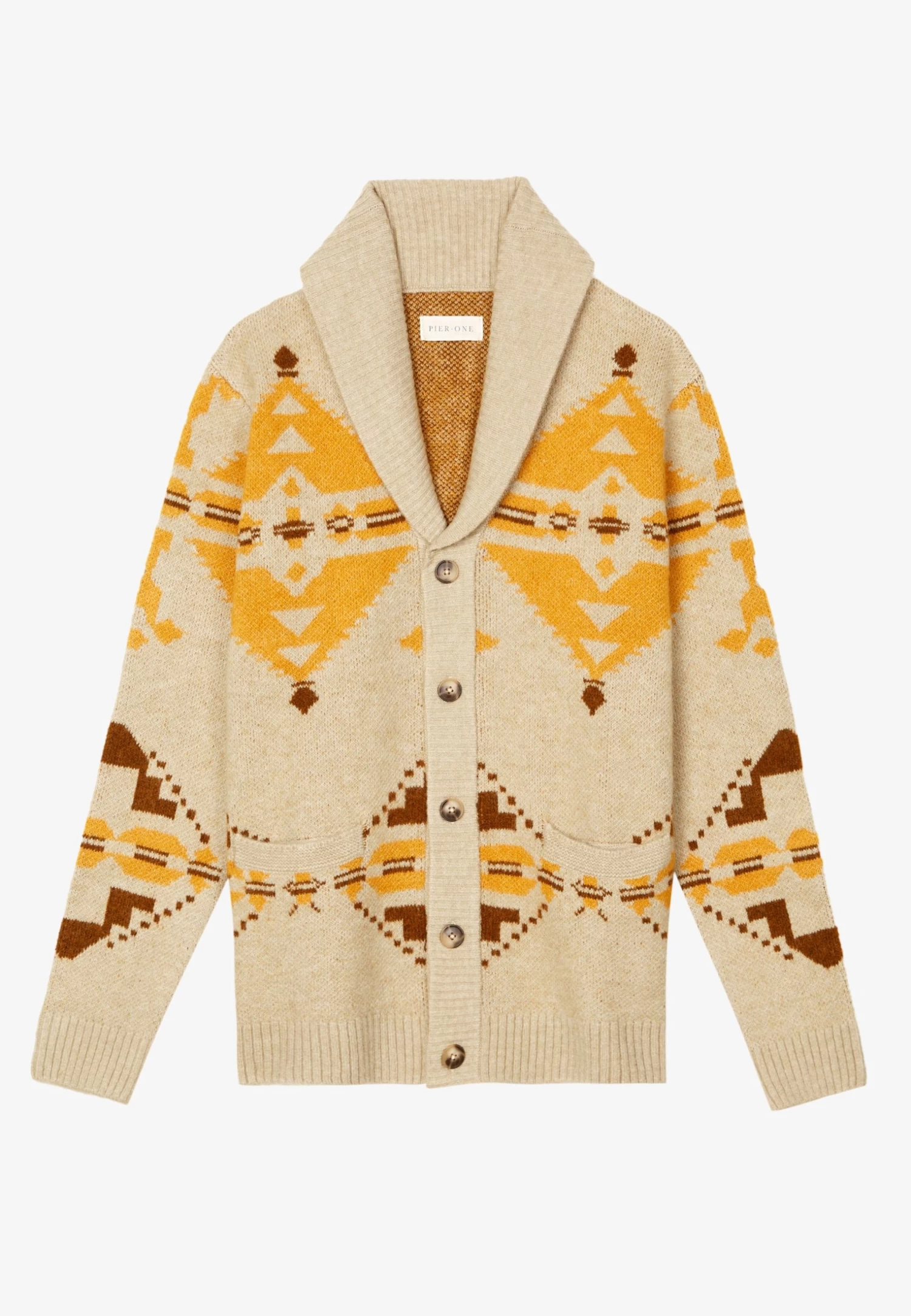 Pier One CardiganBeige/Multi-Coloured Uomo Maglieria PI922Q0BY-B11 4 Pier One CardiganBeige/Multi-Coloured Uomo Maglieria PI922Q0BY-B11 - immagine 4