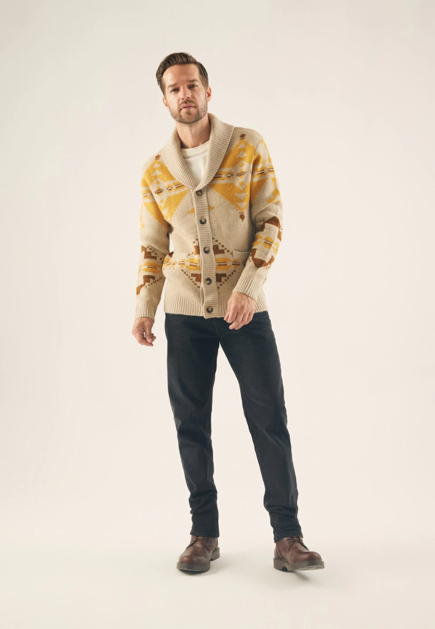 Pier One CardiganBeige/Multi-Coloured Uomo Maglieria PI922Q0BY-B11 2 Pier One CardiganBeige/Multi-Coloured Uomo Maglieria PI922Q0BY-B11 - immagine 2