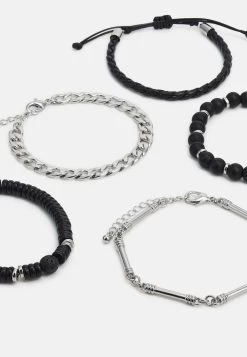 Pier One 5 PackBraccialeSilver-Coloured, Black Uomo Gioielli PI952L00T-D11 -Pier One Moda Outlet e7fdb58dc0d346889d43460456586028
